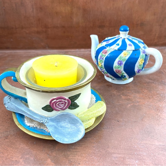 2 set mini teapot container votive candle holder teacup decor trinket mini bowl - Picture 11 of 13